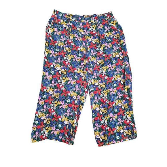 Eloquii Elements Wide Leg Floral Pants Plus Size 22 Rayon Pull-On Pockets Summer - Picture 1 of 7